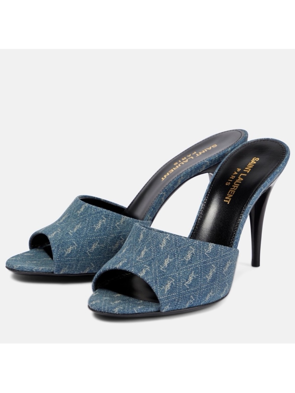 YSL Yves Saint Laurent La 16 95 Blue Denim Heel Sandals Size 38 US 8